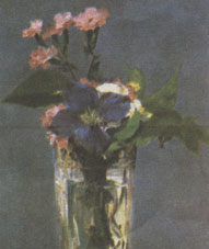 Моне К. Гвоздики и клематис