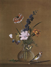 Толстой Ф. Букет цветов, бабочка и птичка