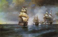 Айвазовский И.К. Бриг Меркурий атакованный двумя турецкими кораблями